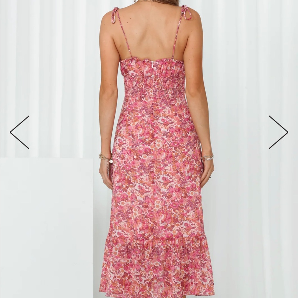 Fortune one pink floral midi dress